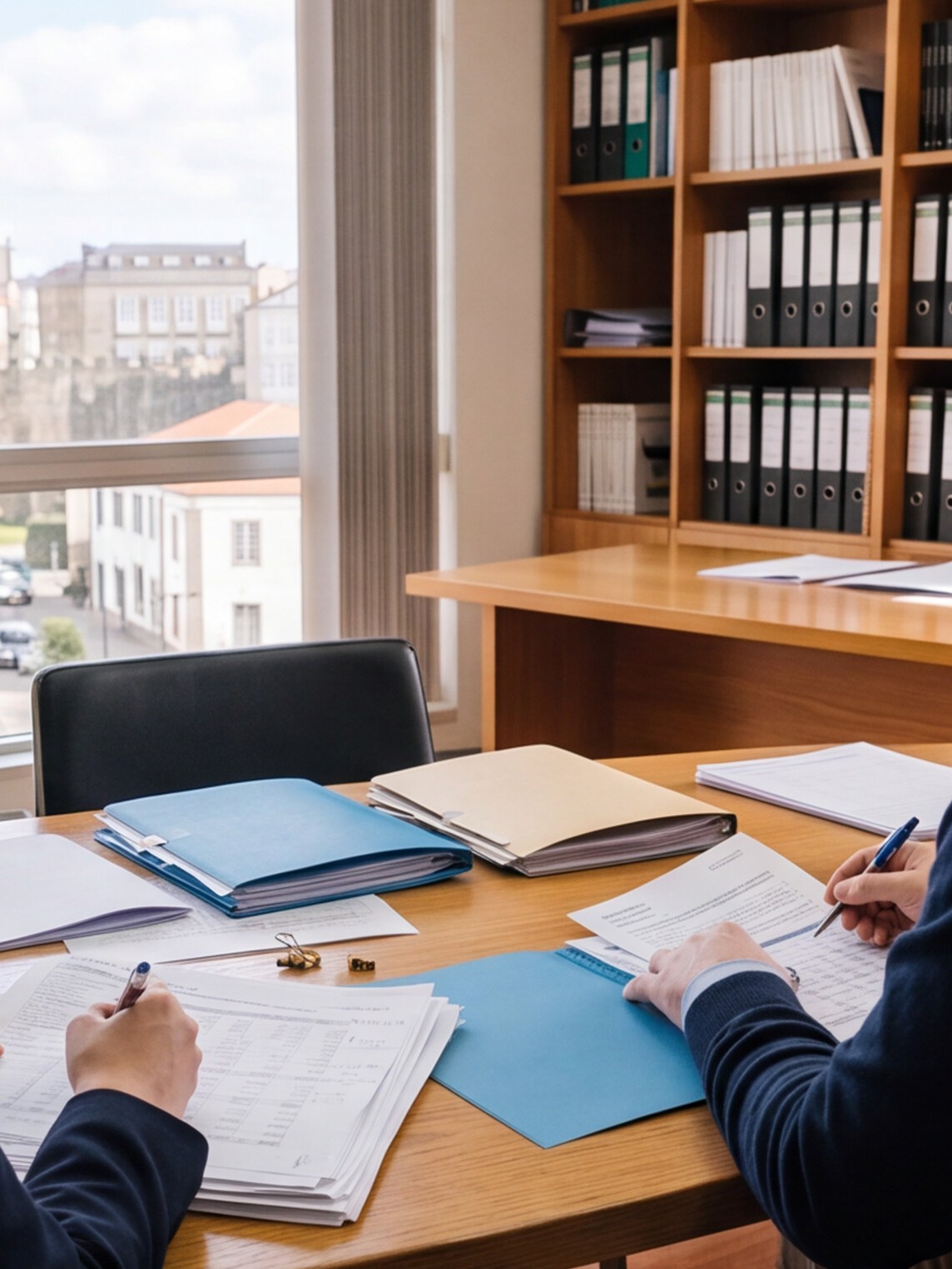 Equipo de la asesoría en Lugo revisando servicios y documentación